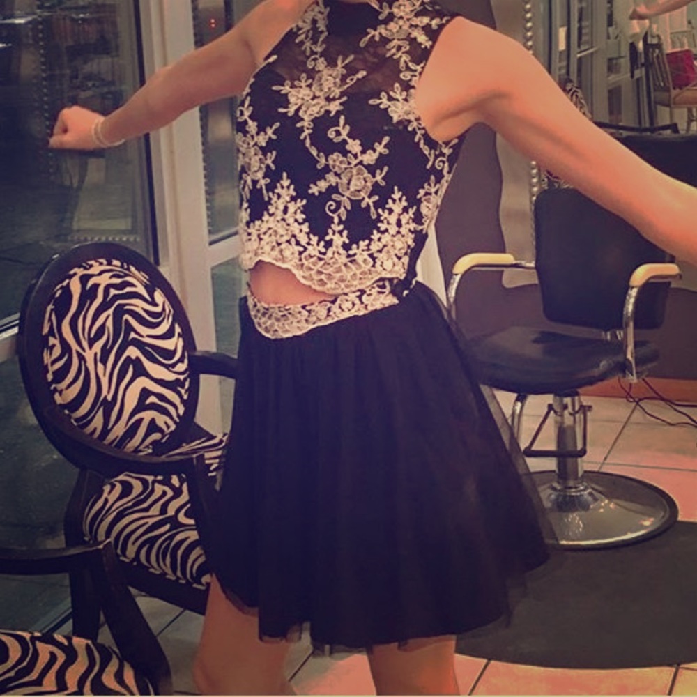 Love Reign Black and White Two piece formal Dress
